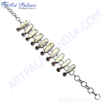 Load image into Gallery viewer, Sterling silver gemstone bracelet featuring white and brown stones, perfect for elegant daily wear.