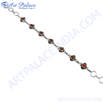 Load image into Gallery viewer, 925 sterling silver chain bracelet with oval-cut carnelian gemstones.
