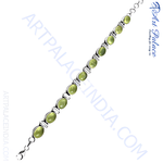 Load image into Gallery viewer, 925 sterling silver peridot bracelet with oval green gemstones for women