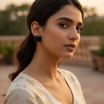 将图像加载到图库查看器中, 925 Silver Black Onyx Square Stud Earrings | Women's Jewelry