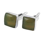 Load image into Gallery viewer, Silver Cufflinks with Green Stone for Men | Formal Wear