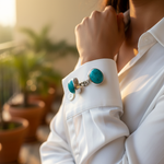 将图像加载到图库查看器中, 925 Sterling Silver Turquoise Cufflinks | Men's Jewelry Gift