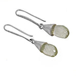Load image into Gallery viewer, Silver Teardrop Earrings with Gemstone | Dangle Earrings for Women