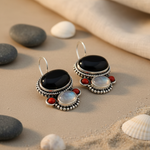 Load image into Gallery viewer, 925 Silver Onyx & Moonstone Earrings for Women | Gemstone Jewelry