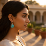 Load image into Gallery viewer, 925 Silver Turquoise Stone Earrings | Round Gemstone Jewelry