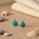 Load image into Gallery viewer, 925 Silver Turquoise Stone Earrings | Round Gemstone Jewelry