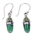 将图像加载到图库查看器中, 925 Silver Green Stone Drop Earrings | Women's Jewelry Gift