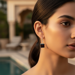 Load image into Gallery viewer, 925 Silver Square Garnet Earrings for Women | Gemstone Jewelry