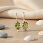 将图像加载到图库查看器中, 925 Silver Peridot Drop Earrings for Women | Green Gemstone Jewelry