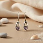 将图像加载到图库查看器中, 925 Silver Amethyst Drop Earrings | Women's Jewelry Gift