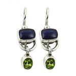 将图像加载到图库查看器中, 925 Silver Peridot & Lapis Earrings for Women | Dangle Earrings