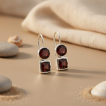 将图像加载到图库查看器中, 925 Silver Garnet Drop Earrings for Women | Gemstone Jewelry