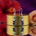 Load image into Gallery viewer, 925 Silver Amethyst & Pearl Drop Earrings for Women