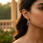 将图像加载到图库查看器中, 925 Silver Amethyst Drop Earrings for Women | Gemstone Jewelry