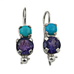 将图像加载到图库查看器中, 925 Silver Turquoise & Amethyst Drop Earrings for Women