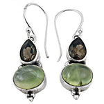 将图像加载到图库查看器中, 925 Sterling Silver Prehnite & Smoky Quartz Earrings for Women