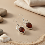 Load image into Gallery viewer, 925 Silver Garnet Teardrop Earrings for Women | Gift Jewelry