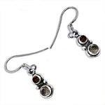 将图像加载到图库查看器中, 925 Silver Garnet & Smoky Quartz Drop Earrings for Women