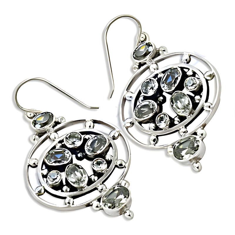 Handcrafted Cubic Zirconia Gemstone 925 Silver Earrings