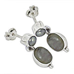 Load image into Gallery viewer, 925 Silver Pearl & Moonstone Drop Earrings for Women