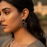 将图像加载到图库查看器中, 925 Silver Garnet Earrings | Square Studs for Women