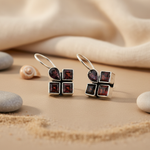 将图像加载到图库查看器中, 925 Silver Garnet Earrings | Square Studs for Women