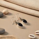 将图像加载到图库查看器中, 925 Silver Onyx Earrings for Women | Black Gemstone Jewelry