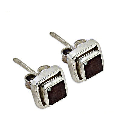 925 silver garnet stud earrings for women | gemstone jewelry