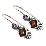 将图像加载到图库查看器中, 925 Silver Garnet & Amethyst Drop Earrings for Women