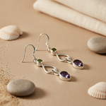 将图像加载到图库查看器中, 925 Silver Peridot & Amethyst Drop Earrings for Women | Gift