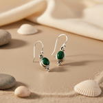 Load image into Gallery viewer, 925 Silver Malachite Earrings | Oval Gemstone Earrings for Women