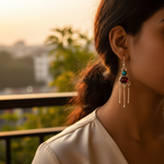 Load image into Gallery viewer, 925 Silver Turquoise & Ruby Drop Earrings | Women's Jewelry Gift