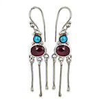 Load image into Gallery viewer, 925 Silver Turquoise & Ruby Drop Earrings | Women's Jewelry Gift