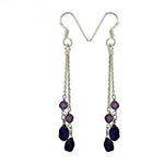 Load image into Gallery viewer, Silver Dangle Earrings with Purple Gemstones | For Women