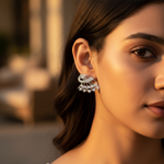 将图像加载到图库查看器中, Silver Cubic Zirconia Fan Earrings for Women | Dainty Jewelry