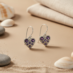 Load image into Gallery viewer, 925 Silver Amethyst Heart Earrings for Women | Dangle Earrings