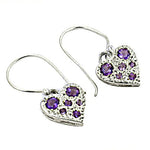 Load image into Gallery viewer, 925 Silver Amethyst Heart Earrings for Women | Dangle Earrings