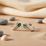 Load image into Gallery viewer, 925 Silver Emerald Green Earrings | Stud Jewelry for Women