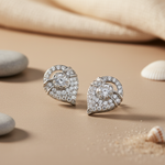 Load image into Gallery viewer, 925 Silver Diamond Stud Earrings | Heart Shaped Earrings for Women