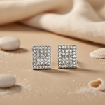 将图像加载到图库查看器中, Silver Square Stud Earrings | Cubic Zirconia | Women's Jewelry Gift
