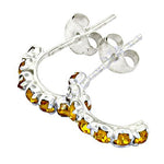 将图像加载到图库查看器中, 925 Silver Citrine Hoop Earrings for Women | Gemstone Jewelry