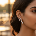 将图像加载到图库查看器中, Silver Crystal Floral Drop Earrings for Women | Party Jewelry