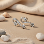 将图像加载到图库查看器中, Silver Crystal Floral Drop Earrings for Women | Party Jewelry