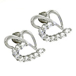 将图像加载到图库查看器中, 925 Silver Cubic Zirconia Heart Stud Earrings for Women