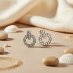 将图像加载到图库查看器中, 925 Silver Cubic Zirconia Circle Stud Earrings for Women
