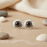Load image into Gallery viewer, 925 Silver Garnet Stud Earrings for Women | Gemstone Jewelry