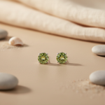 Load image into Gallery viewer, Green Gemstone Stud Earrings | 925 Silver | For Women