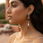 将图像加载到图库查看器中, 925 Silver Citrine & Carnelian Drop Earrings for Women