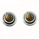 将图像加载到图库查看器中, 925 Silver Tiger Eye Stud Earrings | Gemstone Jewelry for Women