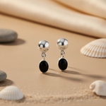 将图像加载到图库查看器中, 925 Silver Onyx Drop Earrings for Women | Daily Wear